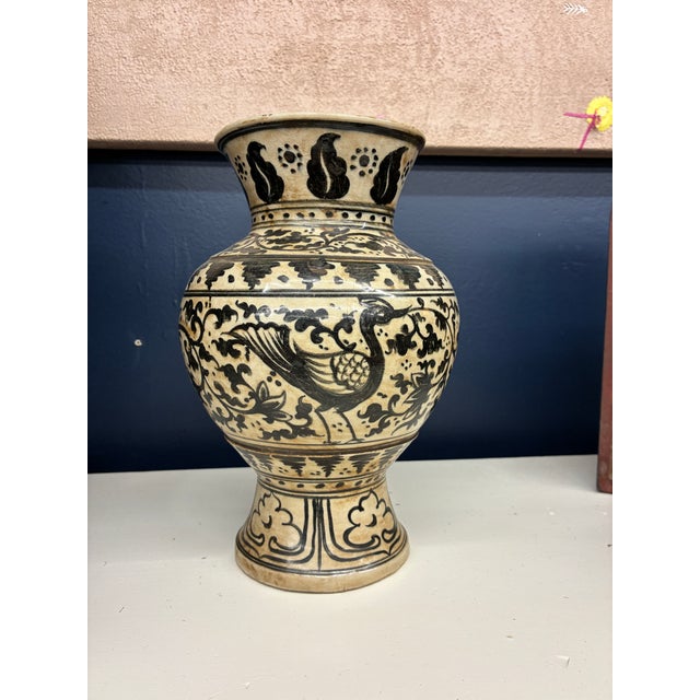 Sukotai style underglaze iron-black ceramic vase. It strongly reflects the historic pottery traditions of Sawanghalok ware...