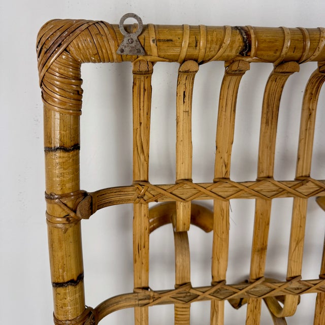 Wood Mid-Century Italian Bamboo Wall Coat Rack, 1960s For Sale - Image 7 of 10