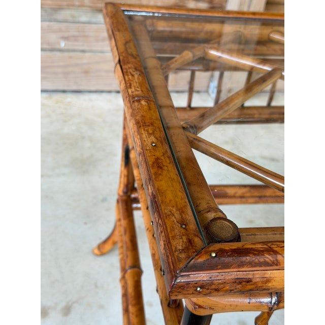 Restored Brighton Pavilion Style Bamboo Side Table by Mersman For Sale - Image 9 of 10