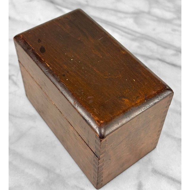 Brown Vintage Traditional Wood Card Catalog File Library Box For Sale - Image 8 of 9