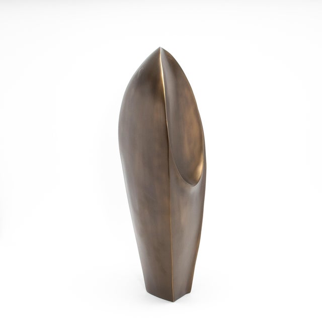 Modern Abstract Sculpture in Bronze Patina Brass by Patrick Coard Paris For Sale - Image 4 of 7