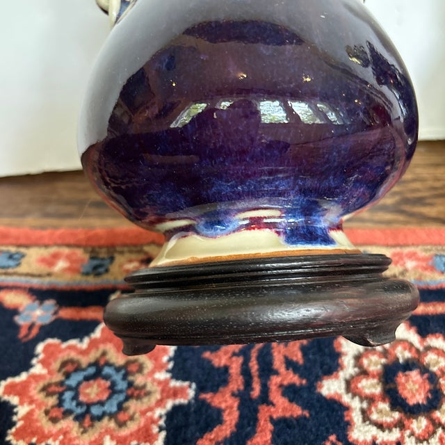 Pair of Early 20th Century Aubergine Side Table Lamps For Sale In Philadelphia - Image 6 of 6