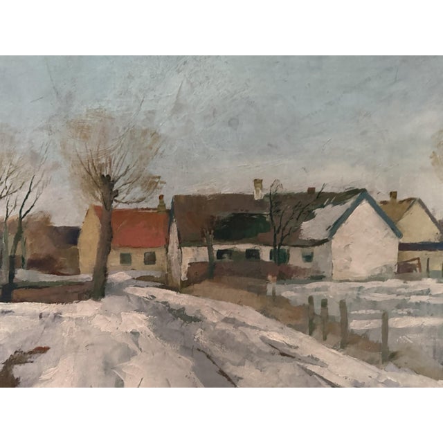 Ludvig Jacobsen, Snowy Village Path, Oil Painting on Canvas For Sale - Image 10 of 12