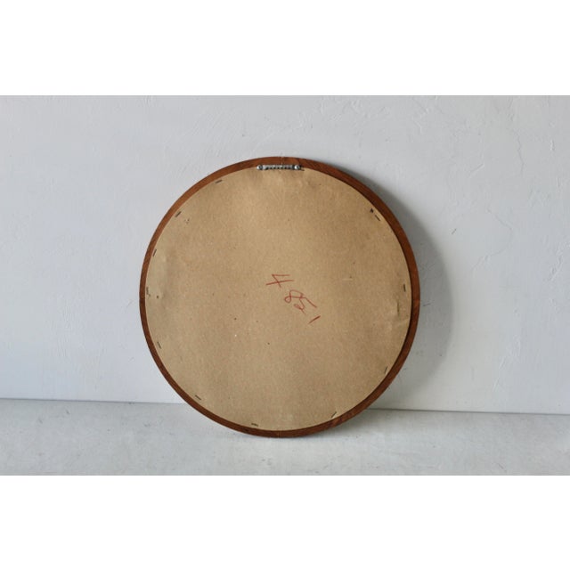 Wood Modern Oak Vintage Round Wall Mirror 1980s Usa For Sale - Image 7 of 9