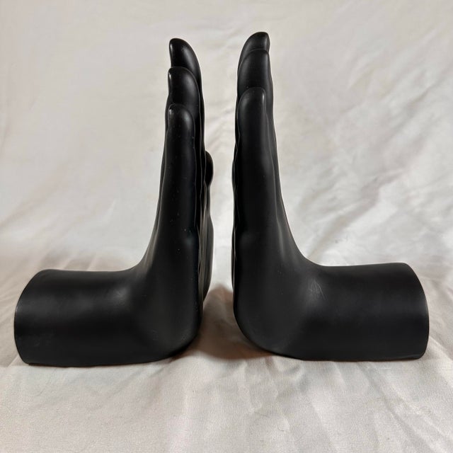 Ceramic A Pair of Black Ceramic Hands Book Ends For Sale - Image 7 of 7