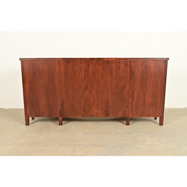 John Widdicomb Neoclassical Mahogany and Burl Wood Sideboard Credenza or Bar Cabinet, Newly Refinished For Sale - Image 15 of 16