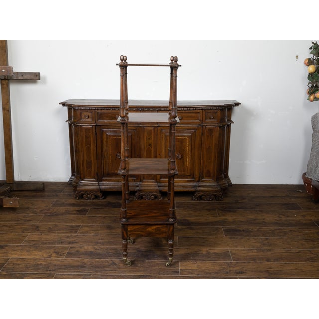 19th Century English 19th Century Wooden Trolley with Three Shelves and Single Drawer For Sale - Image 5 of 10