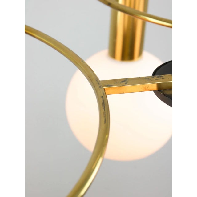 Mid-Century Modern Brass and Opaline Chandelier, Italy For Sale - Image 11 of 18