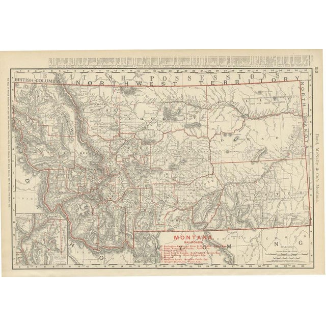 Antique Map of Montana The Treasure State by Ran McNally, 1899 For Sale - Image 12 of 12