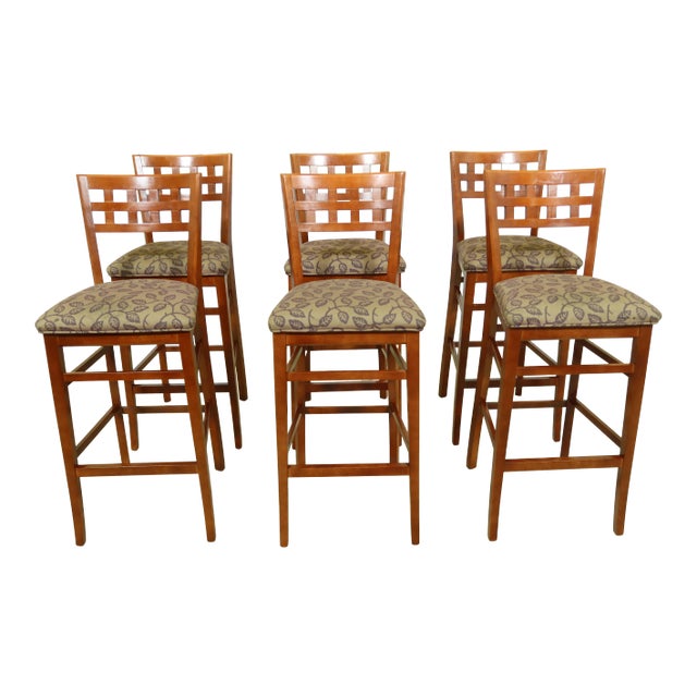 Set of 6 Jasper Modern Design Cherry Finish Bar Stools For Sale