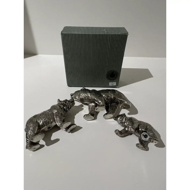 Silver Set of 3 Pewter Bears by Cipolla Pewter, Made in Italy From Gorsuch in Aspen For Sale - Image 8 of 10