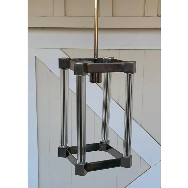 Transparent Chrome & Glass Pendant Light For Sale - Image 8 of 12
