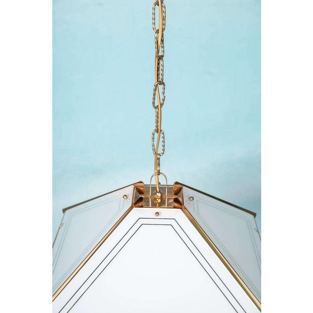 Vintage Regency Brass & Glass Pendant For Sale - Image 6 of 18