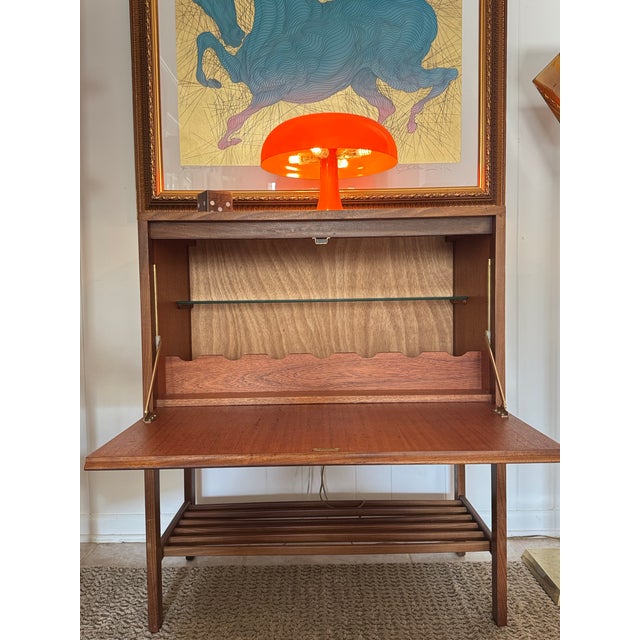 Brown A Vintage Danish Drop Front Bar Cabinet, Circa 1960s. Petite For Sale - Image 8 of 12