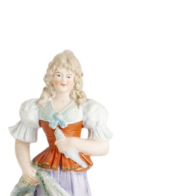 Porcelain Fishing Couple, 19th Century, Set of 2 For Sale - Image 4 of 6