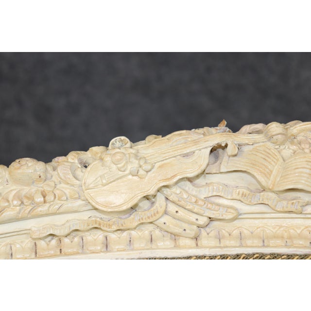 Early 20th C Pair Louis XVI Style Creme Painted W/ Gold Accent Armchairs For Sale - Image 9 of 15