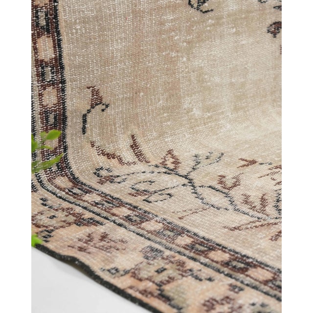 Turkish 1970s Vintage Turkish Oushak Handmade Wool Cotton Brown Area Rug For Sale - Image 3 of 11