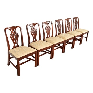 Baker Furniture Georgian Carved Mahogany Dining Chairs, Set of Six For Sale