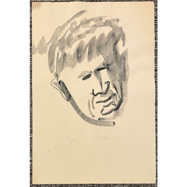 Mid-Century Modern 1963 Neil Meitzler Mid Century Watercolor Portrait For Sale - Image 3 of 3