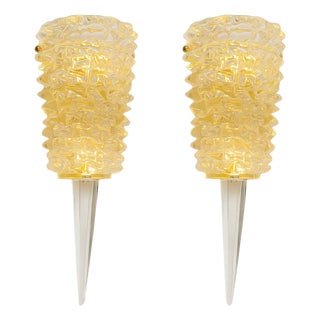 Handcrafted Clear Rostrato Murano Glass Wall Sconces by Simoeng, Set of 2 For Sale