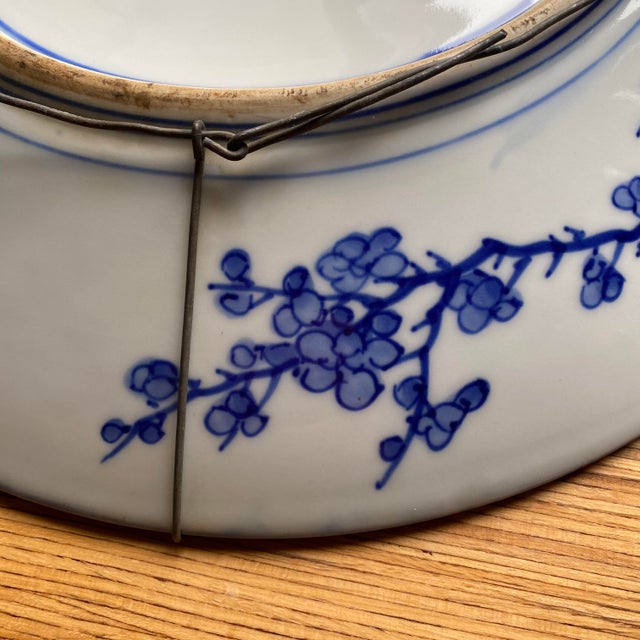 Ceramic Large Blue & White Porcelain Carp Plate, Japan, 1880s For Sale - Image 7 of 15