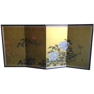 Asian 4 Part Hinged Screen Wall Hanging For Sale