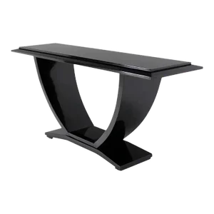 Black Lacquer U-Shape Arched Base Console Table by Drexel