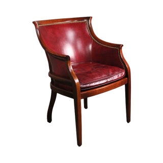 Regency Style Solid Mahogany & Leather Tub Chair For Sale