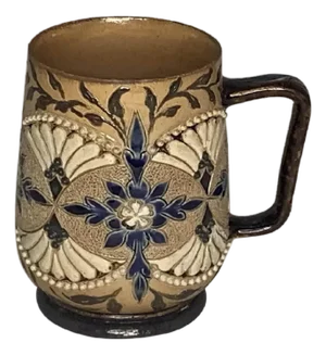 Antique Doulton Lambeth Stoneware Mug, c. 1881, Floral Design