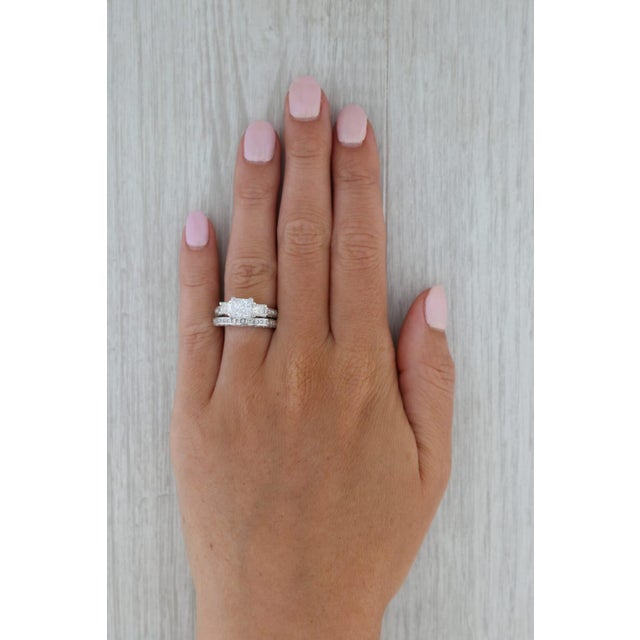 3.05ctw Semi Mount Diamond Engagement Ring Wedding Band Set 18k Gold Size 5.75 For Sale In Greensboro - Image 6 of 9