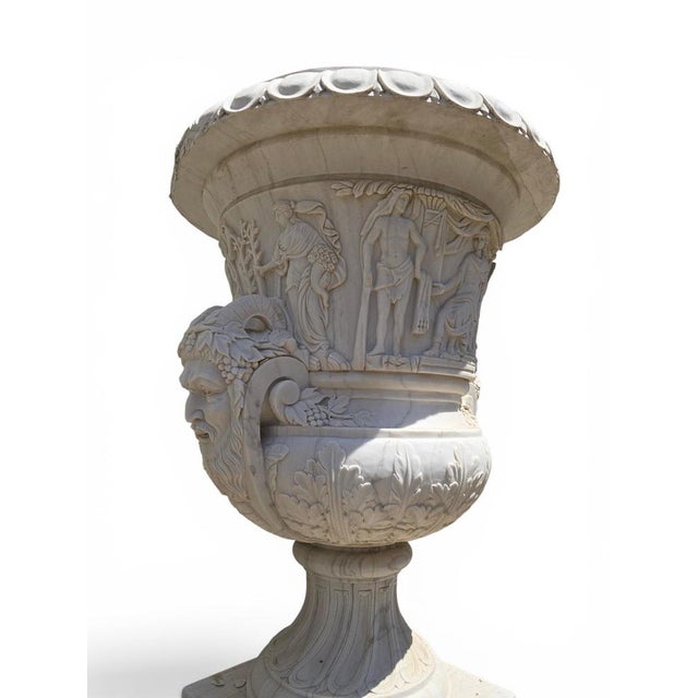 Large Italian Hand-Carved Marble Urns, 1950s, Set of 2 For Sale - Image 6 of 12