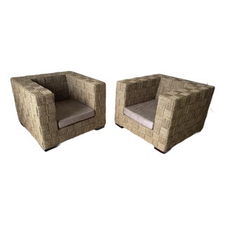 Adrien Audoux & Frida Minnet Style Coastal Woven Rope Club Chairs- A Pair For Sale