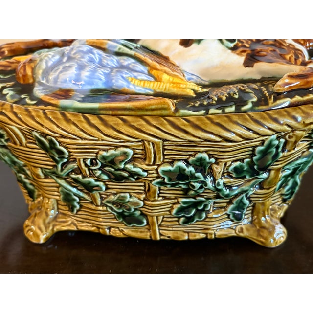 1910s Minton Style Majolica Game Pie Tureen Manufactured in Lisbon For Sale - Image 9 of 15