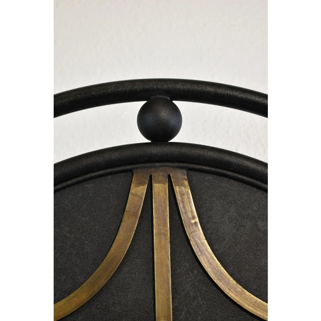 1990s 1990s Vintage Wrought Iron Full Panel Headboard Footboard W/Side Railings Matte Black Low Framed (6 Pcs) For Sale - Image 5 of 10