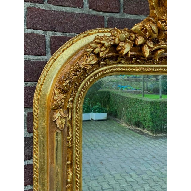 1980s French Louis XVI Gold Wood Floor Mirror For Sale - Image 4 of 11