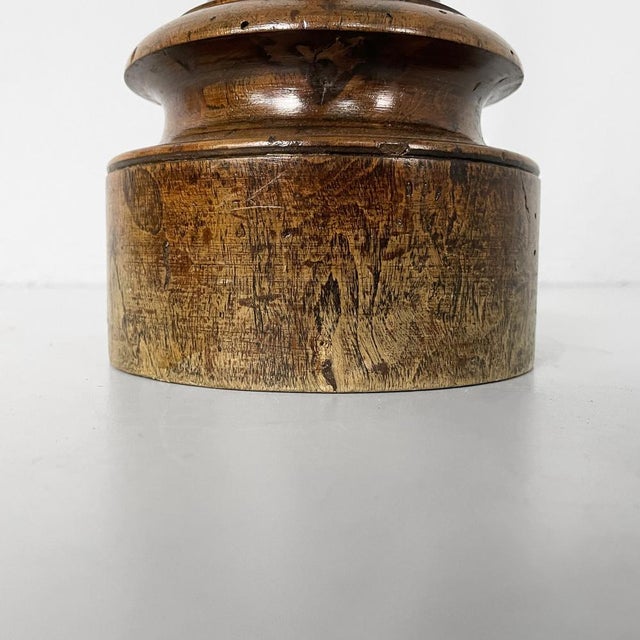 Italian Round Doorstop in Turned Wood, 1930s For Sale - Image 11 of 12