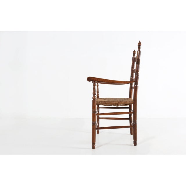 19th Century Antique French Wooden Armchair with Cane Seat, 1890s For Sale - Image 5 of 17