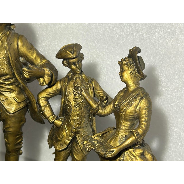Metal Antique 19th C. French Spelter Statues "Premieres Fleurs" by Ernest Rancoulet - Pair For Sale - Image 7 of 11