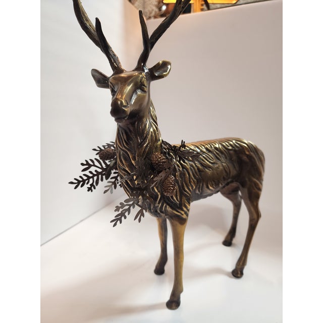 1970s Beautiful Solid Brass Stag Candleabra For Sale - Image 5 of 11
