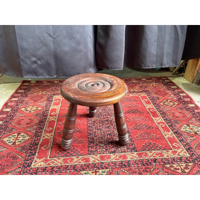 French Breton Tripod Stool in Carved Wood For Sale - Image 6 of 6