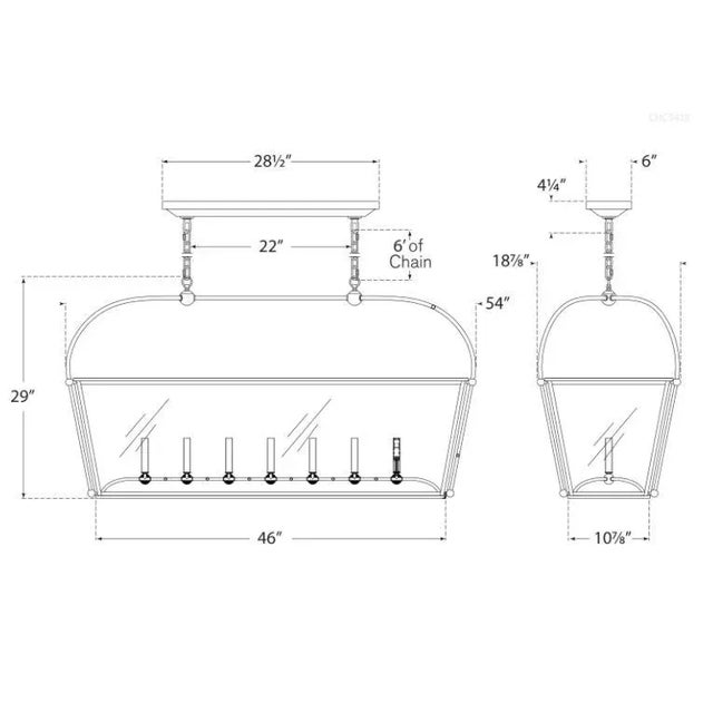 Visual Comfort Chapman & Myers for Visual Comfort Signature Riverside Large Linear Pendant in Antique-Burnished Brass with Clear Glass For Sale - Image 4 of 4