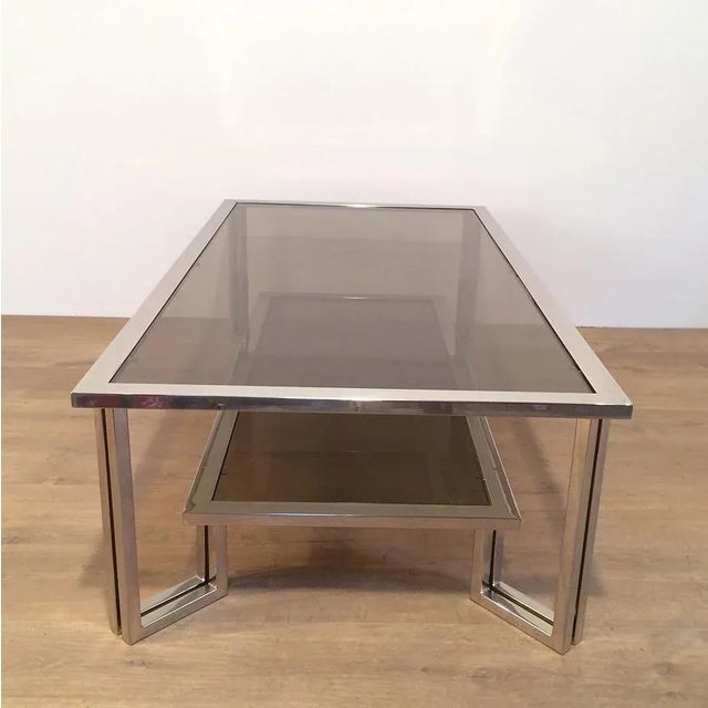 Chrome 1970s Vintage Chrome Design Coffee Table For Sale - Image 8 of 13