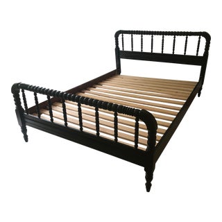 1930s Traditional Jenny Lind Black Wood Bedframe For Sale