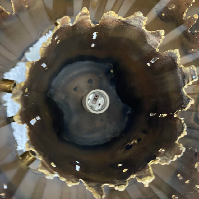 Brass Vintage Tom Greene for Feldman Brutalist Flame Brass Chandelier Lighting Fixture For Sale - Image 8 of 10