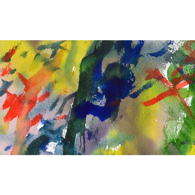 Yellow and Green Abstract Watercolor, 1980s, 10.25\" X 14.25\" by Les Anderson For Sale - Image 4 of 4