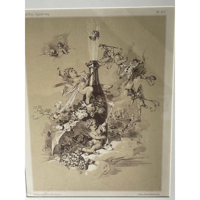 Victorian Antique Austrian Allegorical Print “Ferd. Wüst – Figurale Comp.” No. Xvii, Framed For Sale - Image 3 of 4