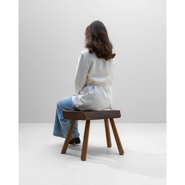 1970s French Brutalist Wooden Stool For Sale - Image 14 of 18