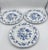 Ceramic 1950's Danube Blue Onion Blue & White Dinner Plate Set Ribbon Hallmark Logo - 3pcs For Sale - Image 7 of 9