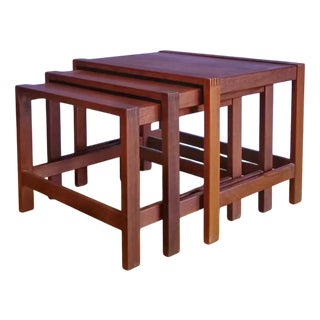 Vintage Danish Tris Nesting Tables from Tonder Mobelvaerk, 1950s, Set of 3 For Sale