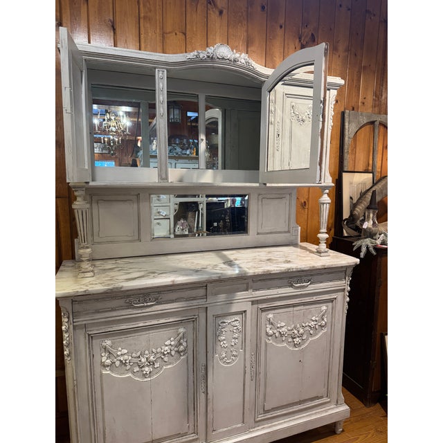 Antique French Country Sideboard and Marble Countertop Top For Sale - Image 4 of 10